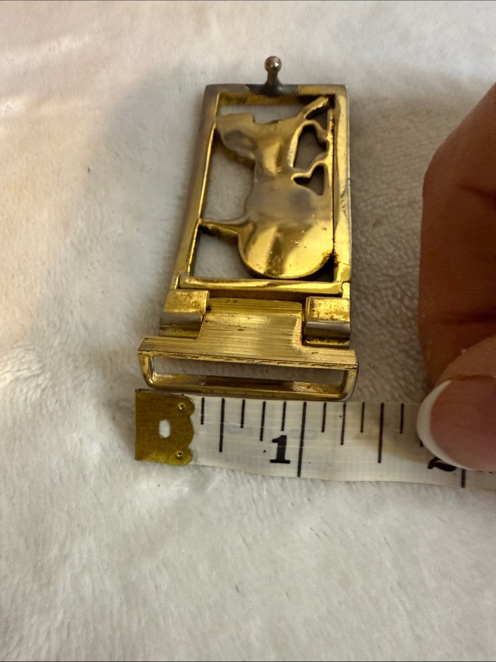 Authentic Vintage Celine Sulky Horse Carriage Belt Buckle Italy 1” Belt Two Tone - Picture 7 of 7